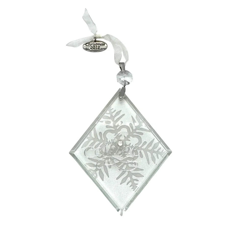 Hallmark Christmas 2012 Shine Snowflake Beveled Glass Ornament Rhinestone Charm